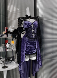 Sexy Spaghetti Straps Velvet Halloween Costumes Cosplay Dress Short Women Dress HZ0319