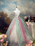 Sweet Prom Dress Strapless Ruffle Ball Gown Evening Dress Quinceanera Dress HZ0319