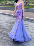 Stunning Prom Dress Spaghetti Straps Tulle Mermaid Prom Gown Evening Dress Party Dress HZ0319