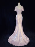 Sweet Prom Dress V-neck Pleated Mermaid Gala Dress Evening Dress Birthday Dress HZ0319