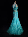 Stunning Prom Dresses V-neck Pleated Mermaid Evening Dress Gala Dress HZ0319