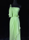 Elegant Prom Dresses One Shoulder Pleated Slit Evening Dress Gala Dress HZ0319