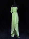 Elegant Prom Dresses One Shoulder Pleated Slit Evening Dress Gala Dress HZ0319
