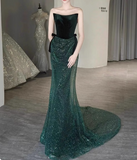 Shiny Prom Dress Strapless Sequin Gala Dress Evening Dress Party Dress HZ0319
