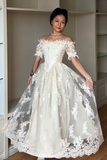 Elegant Prom Dress A Line Off Shoulder Lace Evening Dress Gala Dress HZ0319