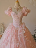Cute Prom Dress Sweetheart Ruffle Backless Ball Gown Evening Dress Sweet 16th Dress HZ0319