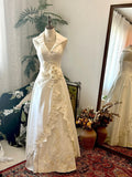Elegant Prom Dress A Line V-neck Flower Evening Dress Gala Dress HZ0319
