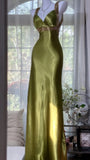 Gorgeous Prom Dress Green Spaghetti Straps Backless Evening Dress Gala Dress HZ0319