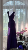 Gorgeous Prom Dress Dark Purple V-neck Pleated Evening Dress Gala Dress HZ0319