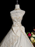 Retro Strapless Ruffle Bowknot Wedding Dress HZ0319