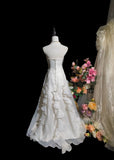 Elegant Prom Dress A Line Strapless Pleated Ruffle Evening Dress Gala Dress HZ0319