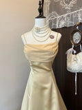 Charming Prom Dress A Line Spaghetti Straps Pleated Gala Dress Evening Dress HZ0319