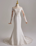 Stunning Wedding Dress Off Shoulder Long Sleeve Mermaid Wedding Dress HZ0319