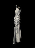 Stunning Prom Dress V-neck Pleated Long Mermaid Prom Dress Birthday Party Dress HZ0319