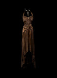 Gorgeous Prom Dress Halter Pleated Asymmetrical Hem Long Prom Dress Evening Dress HZ0319
