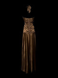 Gorgeous Prom Dress Halter Pleated Asymmetrical Hem Long Prom Dress Evening Dress HZ0319