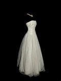 Minimalist Wedding Dress A Line Strapless Pleated Tulle Wedding Dress HZ0319
