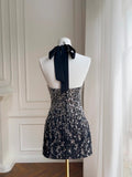 Shiny Homecoming Dress Black A Line Halter Short Prom Dress Birthday Party Outfits Cocktail Dress HZ0319