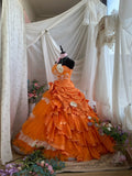 Charming Prom Dress Strapsless Pleated Tulle Ball Gown Evening Dress Quinceanera Dress HZ0319