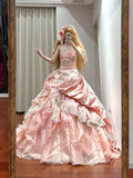 Sweet Prom Dress Strapless Pleated Ruffle Ball Gown Quinceanera Dress HZ0319