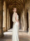 Charming Prom Dress High Collar Backless Pleated Long Evening Dress Gala Dress HZ0319