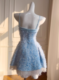 Popular Homecoming Dress A Line Spaghetti Straps Tassel Short Prom Dress Birthday Party Outfits HZ0319