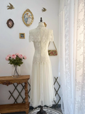 Vintage Wedding Dress V-neck Lace Pleated Tulle Wedding Dress HZ0319