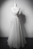 Newest Wedding Dress A Line Asymmetrical Neck Pleated Wedding Dress HZ0319