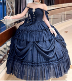 New Arrival Prom Dress Dark Blue Spaghetti Straps Pleated Ball Gown Evening Dress Quinceanera Dress HZ0319