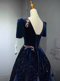 New Arrival Prom Dress A Line V-neck Pleated Evening Dress Gala Dress HZ0319