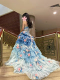 Stunning Prom Dress Strapless Tiered Flower Ball Gown Quinceanera Dress HZ0319
