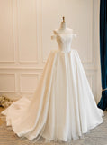 Stunning Wedding Dress Off Shoulder Pleated Tulle Wedding Dress HZ0319