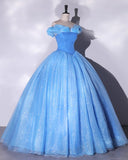 Charming Prom Dress Off Shoulder Pleated Ball Gown Quinceanera Dress Evening Dress HZ0319
