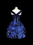New Arrival Homecoming Dress Dark Blue Crew Neck Pleated Short Prom Dress Back to School Outfits Cocktail Dress HZ0319