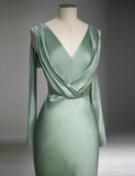 Minimalist Prom Dress V-neck Long Evening Dress Gala Dress Cocktail Dress HZ0319