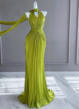 Elegant Prom Dress Halter Pleated Long Evening Dress Gala Dress Cocktail Dress HZ0319