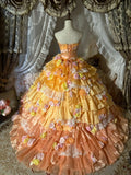 New Arrival Prom Dress Strapless Pleated Tiered Evening Dress Quinceanera Dress Ball Gown HZ0319