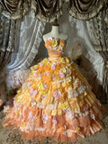 New Arrival Prom Dress Strapless Pleated Tiered Evening Dress Quinceanera Dress Ball Gown HZ0319