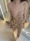 Shiny Prom Dress Crew Neck Evening Dress Birthday Party Dress Gala Dress HZ0319