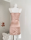 Shiny Women Dress Spaghetti Straps Pleated Short Birthday Party Outfits Seaside Dress HZ0319