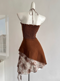 Casual Women Dress Strapless Print Birthday Party Outfits Seaside Dress Travel Dress HZ0319