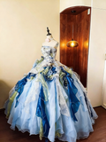 Beauty Prom Dress Strapless Ruffle Ball Gown Evening Dress Quinceanera Dress Birthday Party Outfits HZ0319