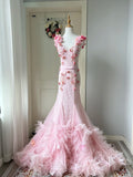Pretty Prom Dress V-neck Tulle Mermaid Gala Dress Evening Dress Birthday Party Outfits HZ0319