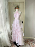 Beauty Prom Dress Halter Beading Ruffle Evening Dress Gala Dress Birthday Party Outfits HZ0319