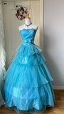 Beauty Prom Dress Strapless Pleated Tulle Ball Gown Evening Dress Quinceanera Dress HZ0319