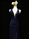 Stunning Prom Dress Halter Pleated Slit Gala Dress Formal Dress Evening Dress HZ0319