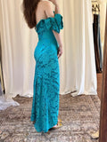 Gorgeous Prom Dress Off Shoulder Pleated Print Mermaid Gala Dress Evening Dress Formal Dress HZ0319