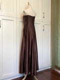 Minimalist Prom Dress Brown Strapless Pleated Gala Dress Evening Dress Formal Dress HZ0319