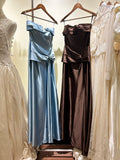 Minimalist Prom Dress Brown Strapless Pleated Gala Dress Evening Dress Formal Dress HZ0319