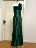 Gorgeous Prom Dress Dark Green Asymmetrical Neck Pleated Evening Dress Gala Dress Formal Dress HZ0319